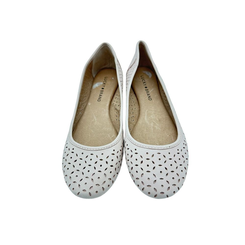 Lucky Brand Pale Pink Perforated Leather Ballet Flats‎ Women's 8M Memory Foam - Picture 2 of 8